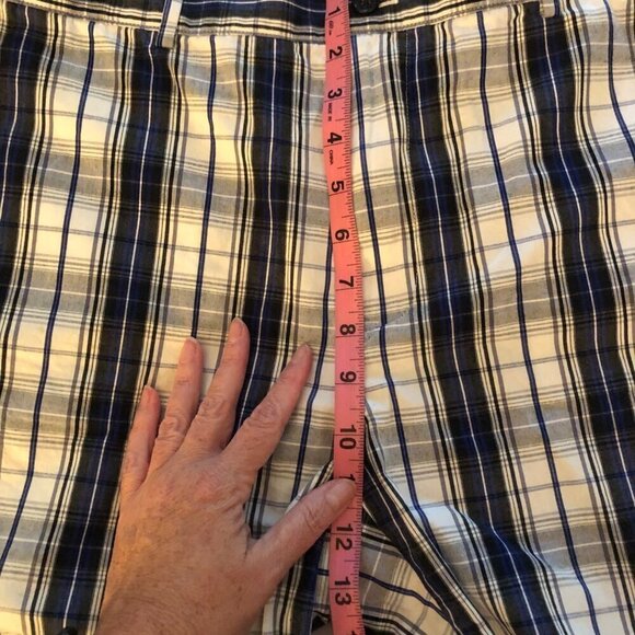Michael Kors Men's Plaid Shorts Navy Gray Size 38 - Picture 6 of 9